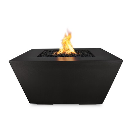 The Outdoor Plus 50 Square Redan Fire Pit - GFRC Concrete - Black - Spark Ignition with Flame Sense - Liquid Propane OPT-RDN50FSEN-BLK-LP